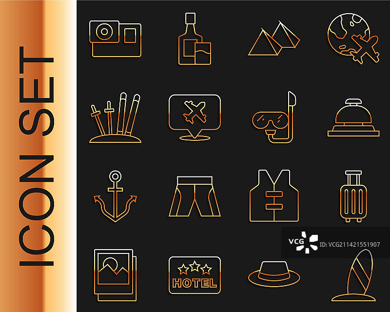 冲浪板行李箱酒店服务铃图片素材