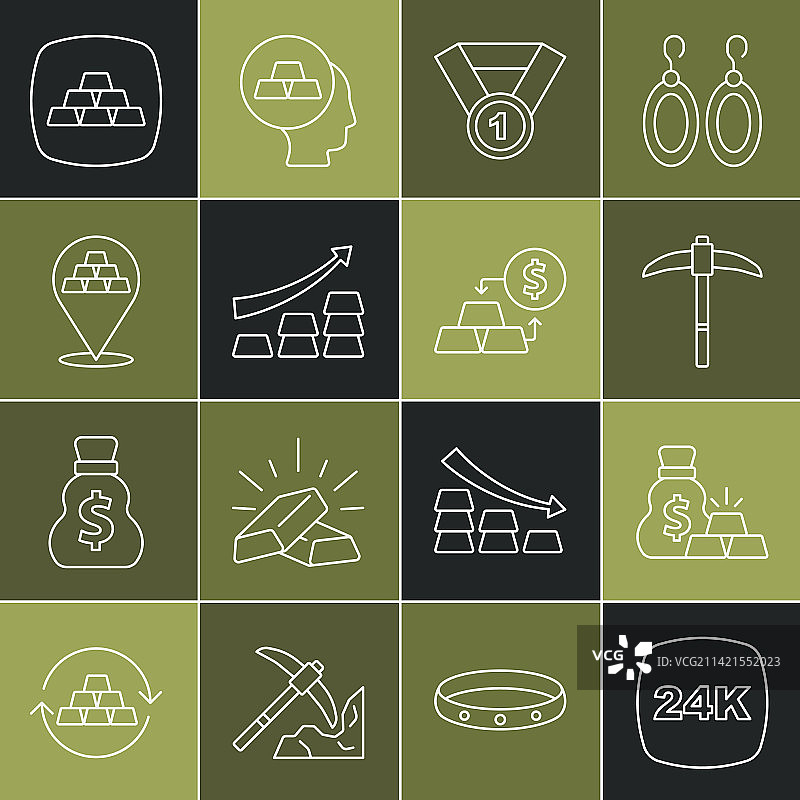 24K金条金袋镐套装图片素材