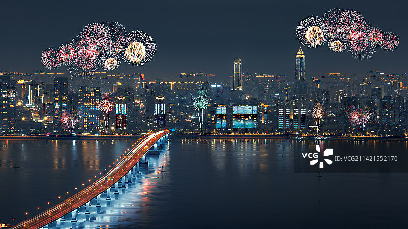 元宵节温州烟花夜景图片素材