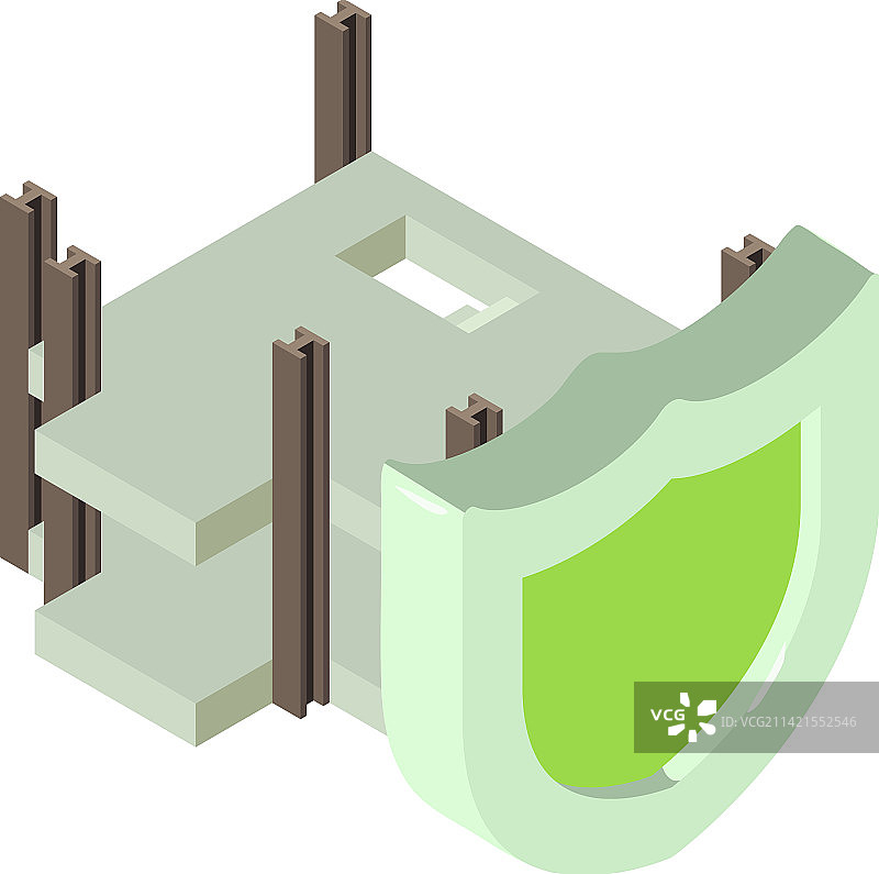 2.5D等距生态建筑图标盾牌图片素材