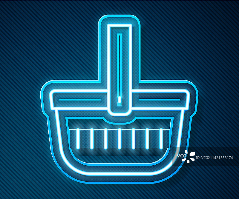 发光的霓虹灯线条野餐篮图标图片素材