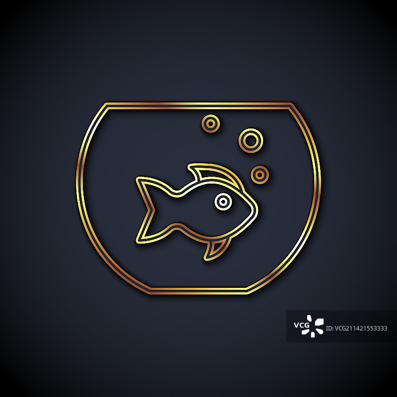 金色线条鱼缸图标图片素材