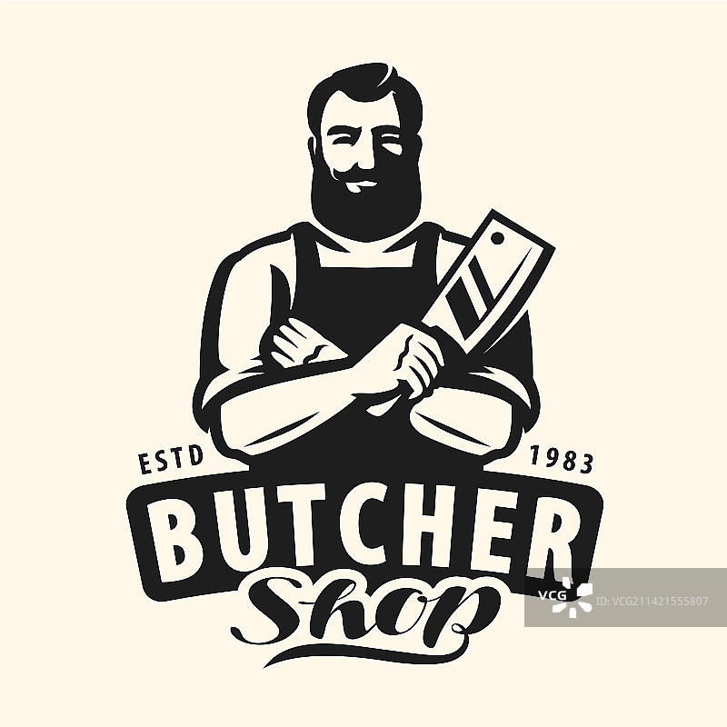 肉店农场有机食品徽章或标志图片素材