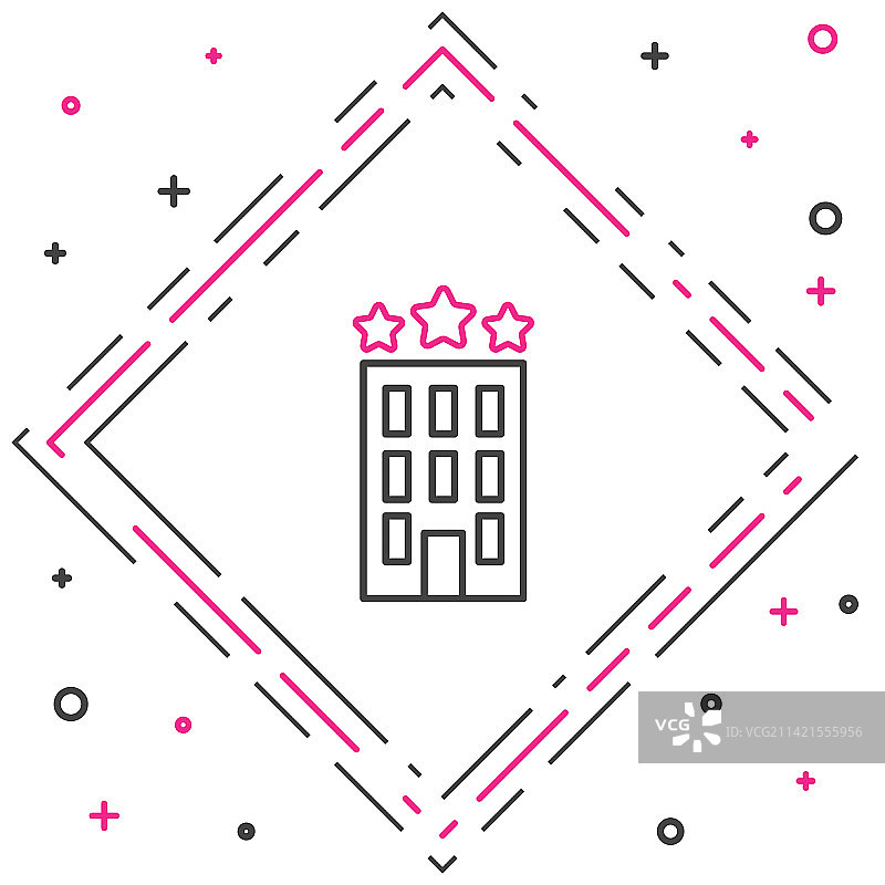白色背景酒店建筑图标线条画图片素材