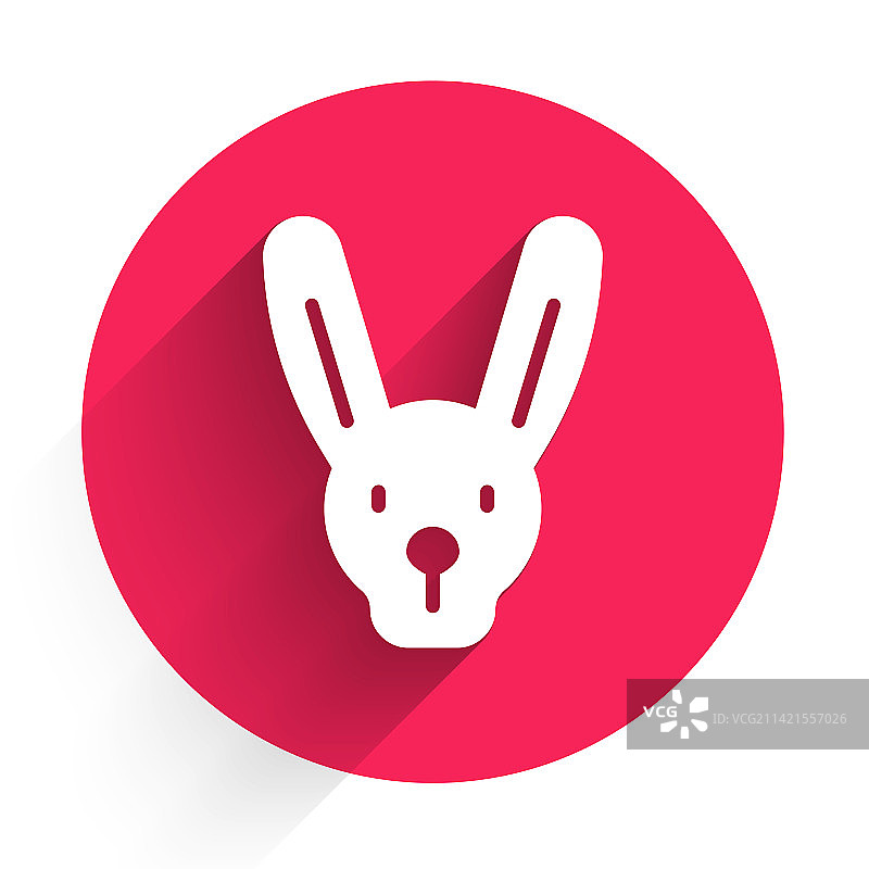 白色长耳朵兔子图标，带长阴影图片素材