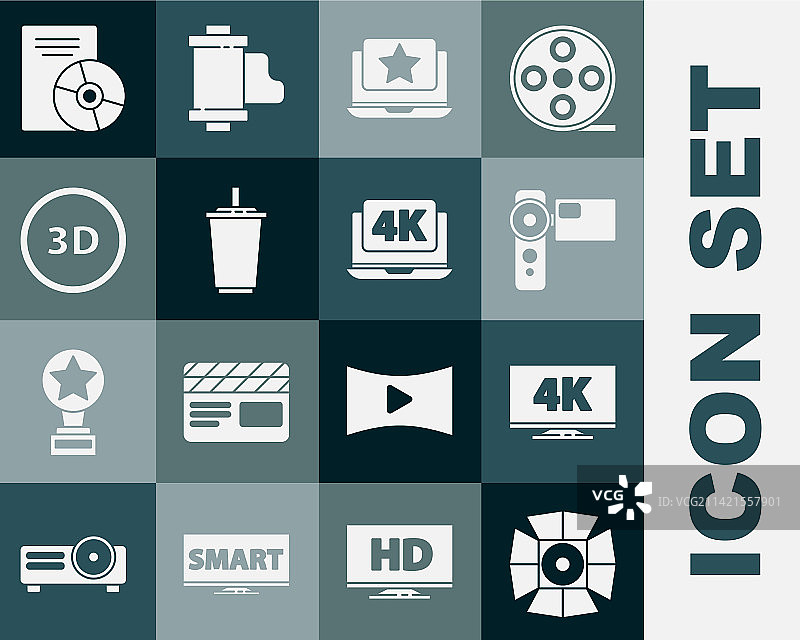 电影聚光灯4K电视屏幕套装图片素材