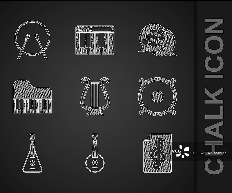 古代里拉琴、班卓琴和高音谱号素材图片素材