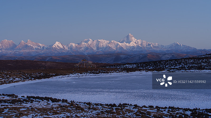 措那湖晚霞图片素材