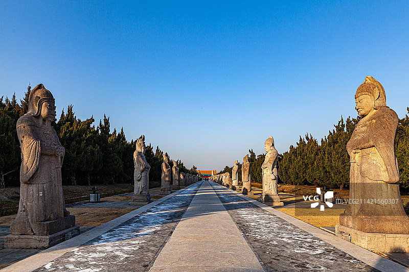 安徽滁州凤阳明皇陵景区神道石刻航拍图片素材