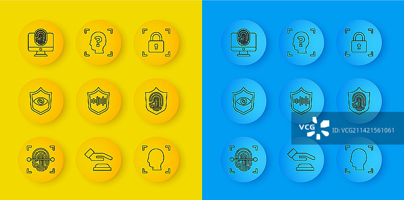 指纹识别、眼部扫描和语音技术图片素材