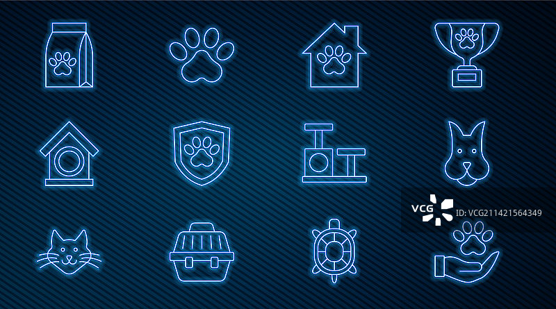 动物爪印宠物狗手部线条合集图片素材