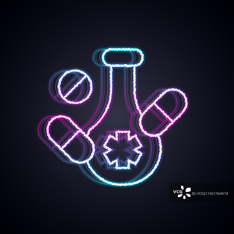 发光的霓虹灯药丸或药片图标图片素材