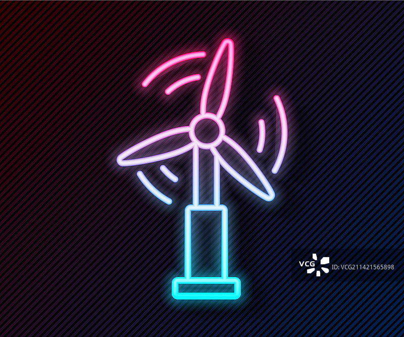 霓虹灯风力涡轮机图标图片素材
