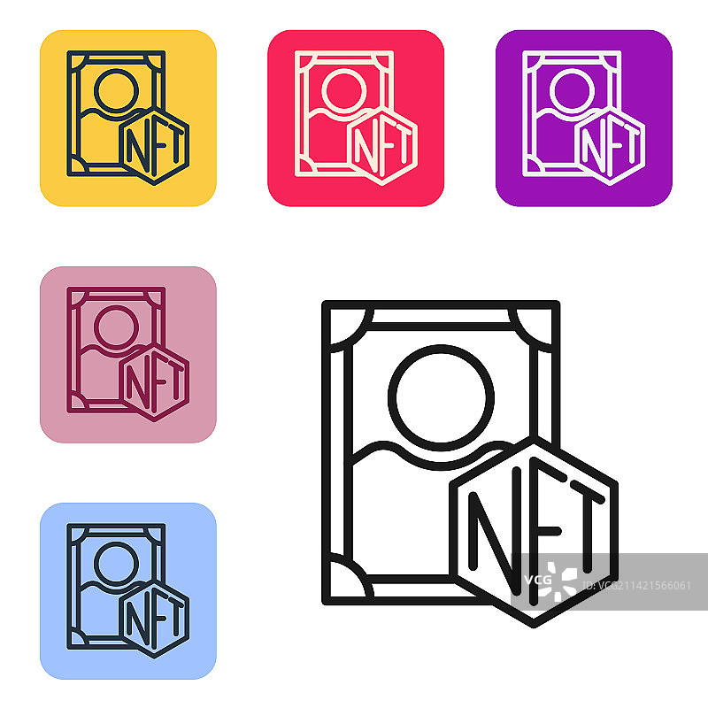 黑色线条NFT数字加密艺术图标图片素材