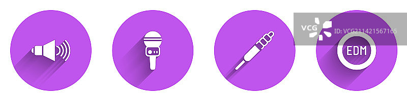 扬声器音量麦克风音频插孔和电子舞曲图片素材