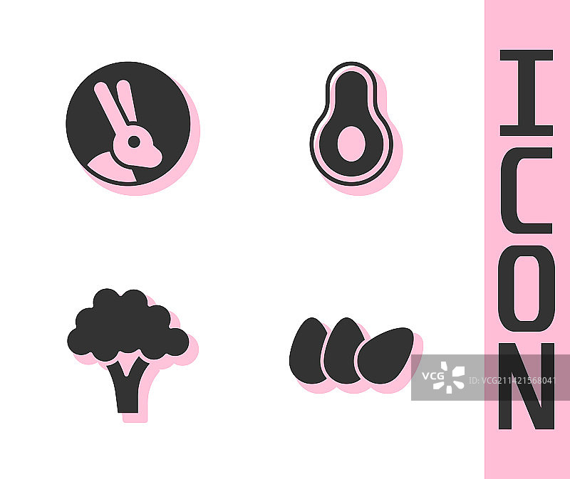 鸡肉鸡蛋兔肉西兰花牛油果组合图片素材