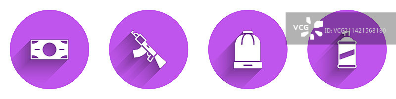 成堆的纸币现金和冲锋枪图片素材