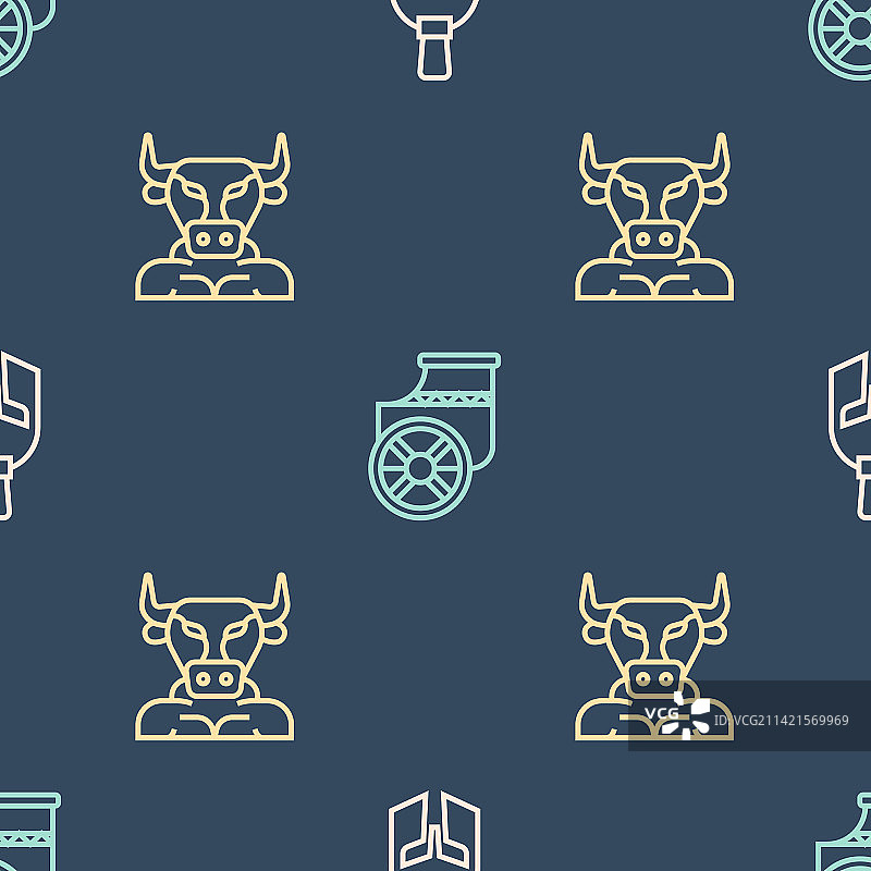 直线设置：希腊头盔、弥诺陶洛斯图片素材