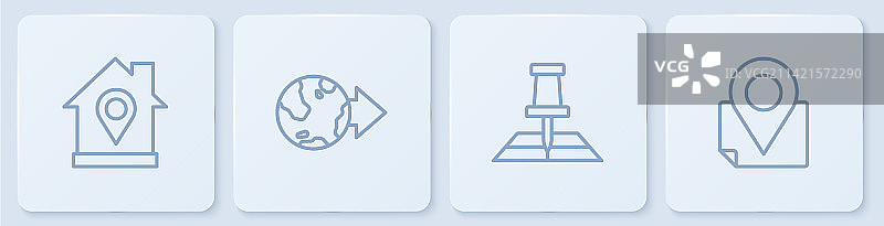 线条定位：房屋、折叠地图与位置图片素材