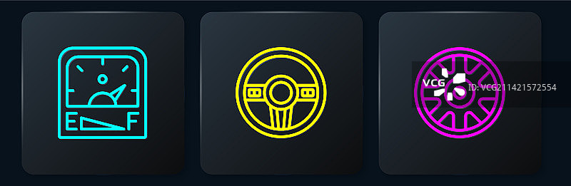 汽车轮胎轮毂及仪表盘套装图片素材