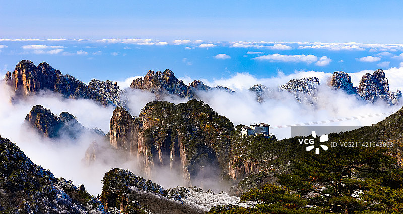 十大名山  雪后  黄山  云海图片素材