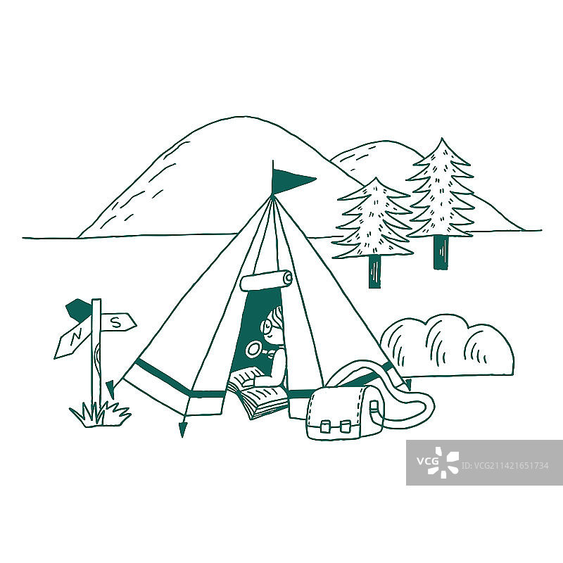 线条风在户外露营图片素材