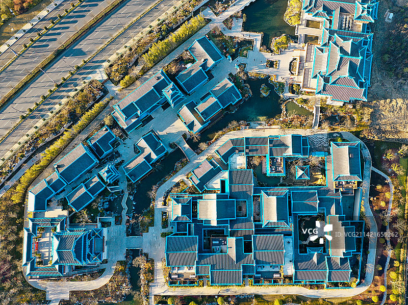 南京金陵小城燕集里风光航拍及夜景图片素材