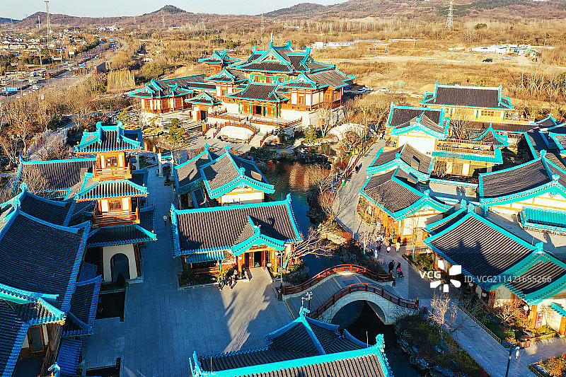 南京金陵小城燕集里风光航拍及夜景图片素材