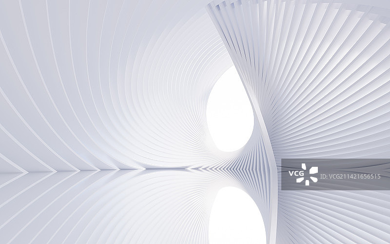 室内抽象建筑曲线背景3D渲染图片素材
