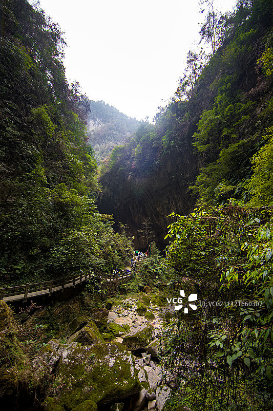 中国重庆武隆龙水峡地缝的风光图片素材