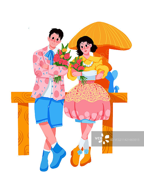 情人节人物插画（杂志风））图片素材