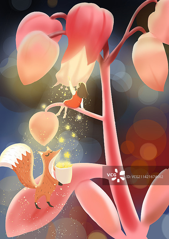 小狐狸与小女孩图片素材