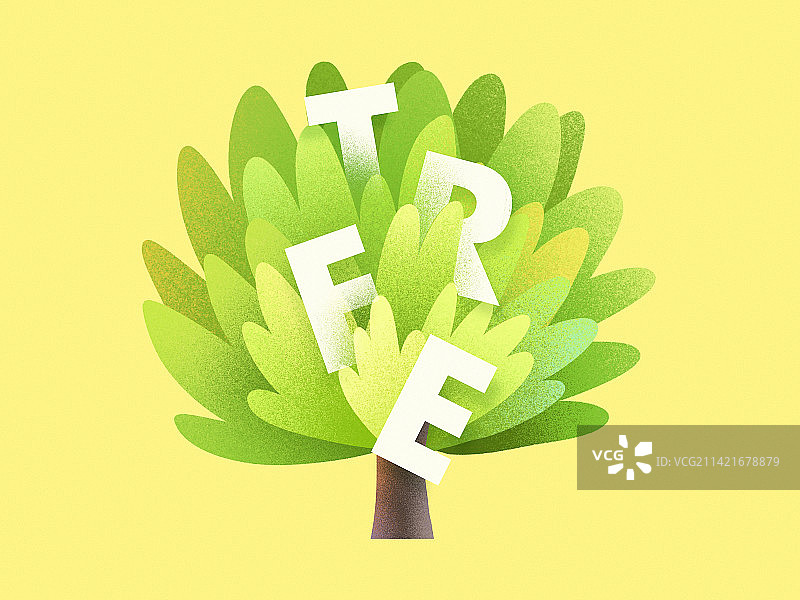 一颗茂密的树扁平插画图片素材