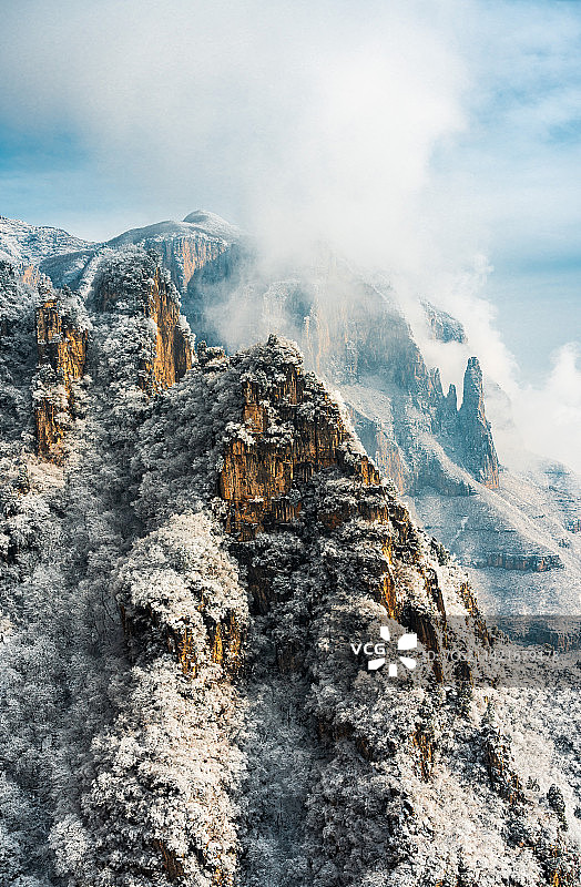 焦作云台山雪景航拍图片素材