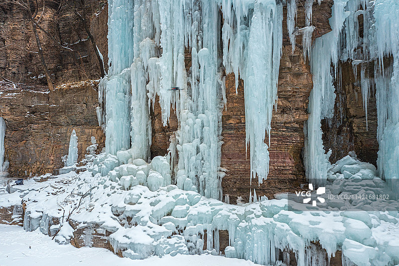 焦作云台山泉瀑峡冰挂图片素材