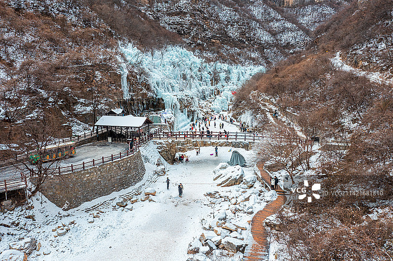焦作云台山泉瀑峡冰挂图片素材