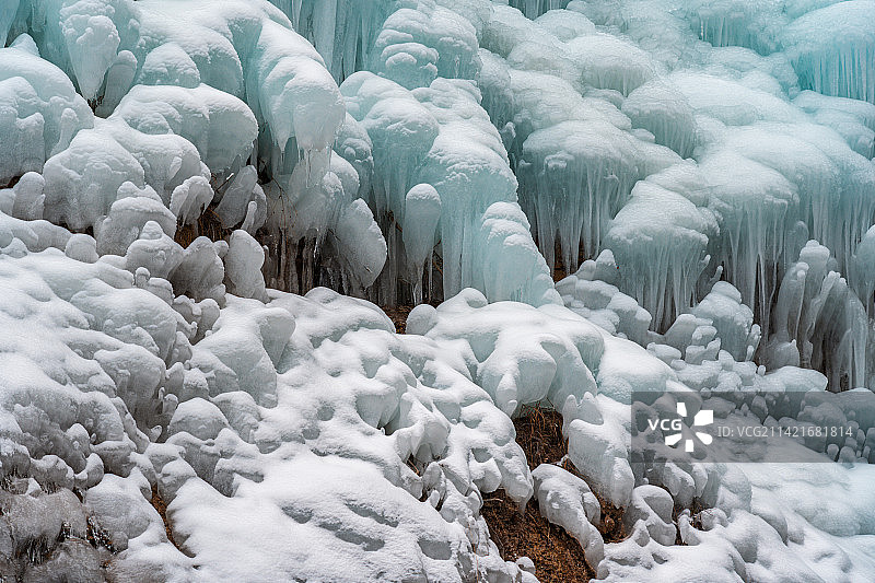 焦作云台山泉瀑峡冰挂图片素材