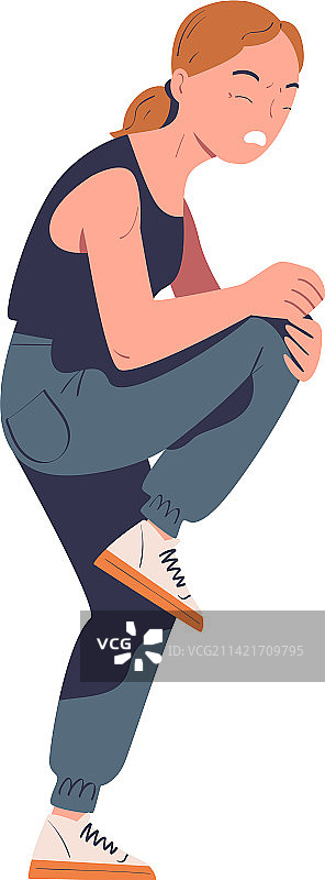 膝盖疼痛的年轻女孩图片素材