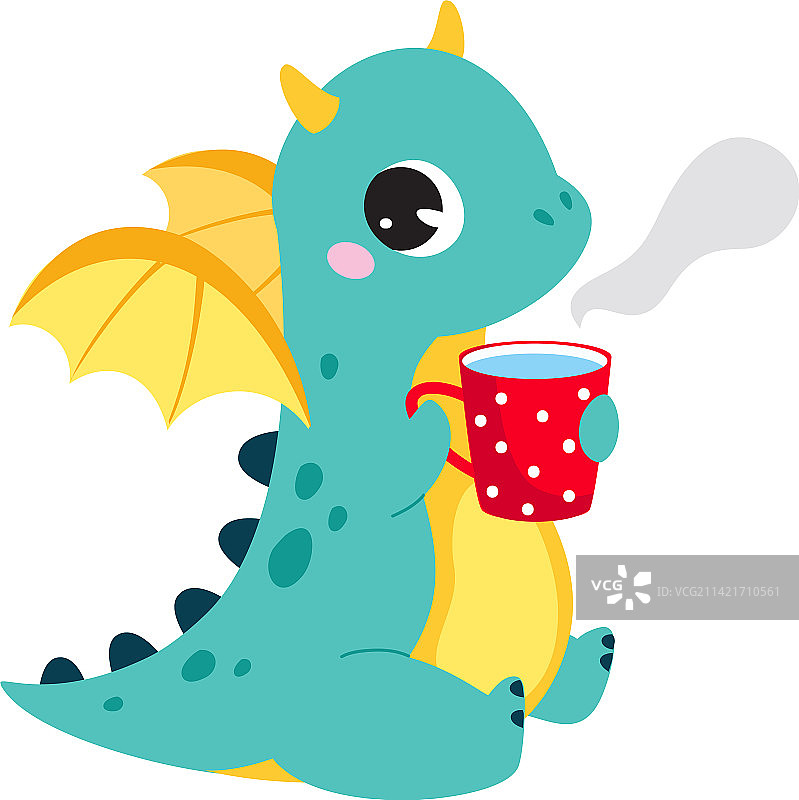 可爱的绿松石色小飞龙图片素材