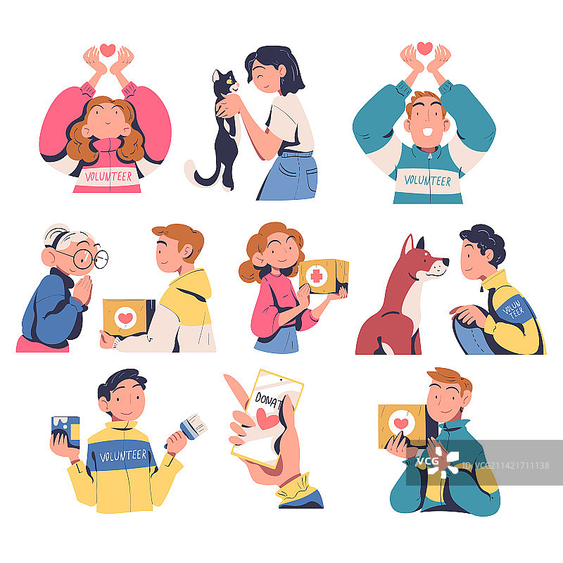 志愿者提供志愿服务，搬运纸箱图片素材
