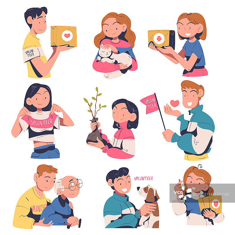 志愿者提供志愿服务，搬运纸箱图片素材