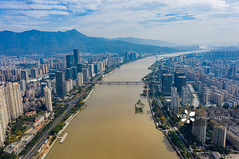 航拍福州鳌峰大桥 福州闽江三桥 福建福州闽江图片素材