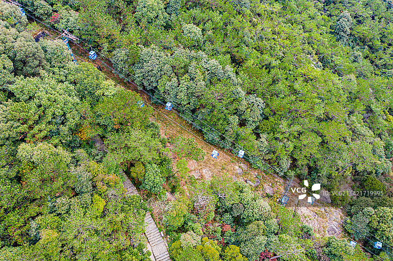 航拍福建福州鼓山风景区索道缆车图片素材