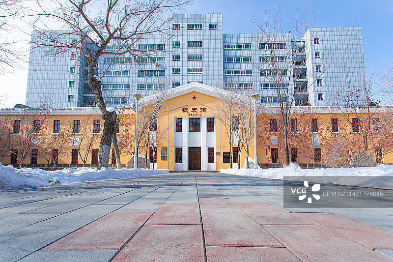 冬季中国新疆大学苏式建筑解放楼图片素材