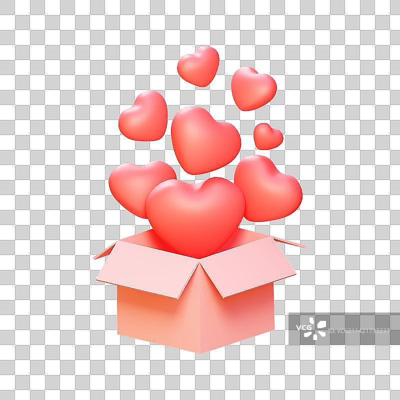 3D情人节爱心礼物插画图片素材