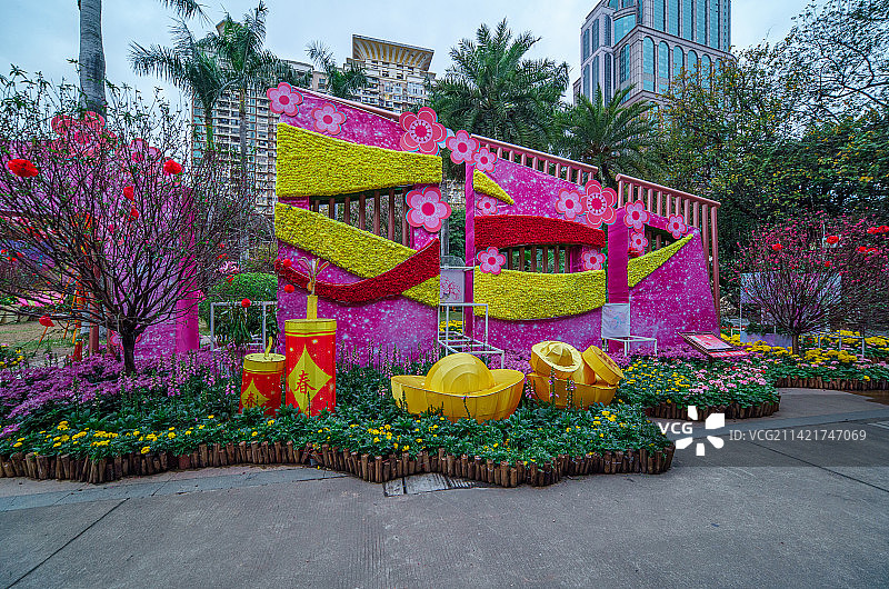 广州文化公园迎春花会节日氛围图片素材