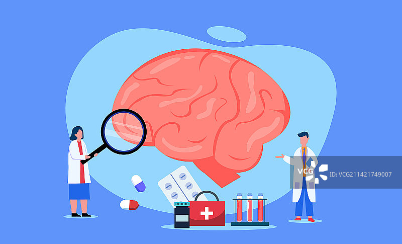 脑科医生检查插画图片素材