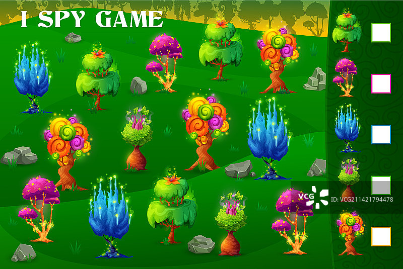 奇幻森林魔法树木找找看图片素材