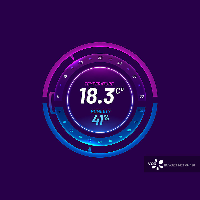 家用恒温器或智能温度计控制拨盘图片素材