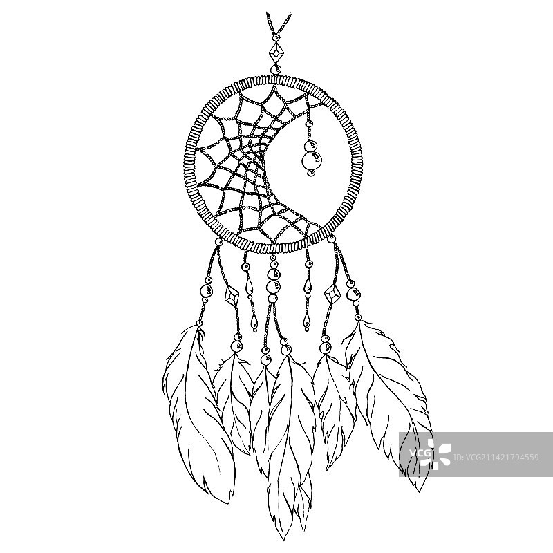 单色民族风手工羽毛捕梦网图片素材